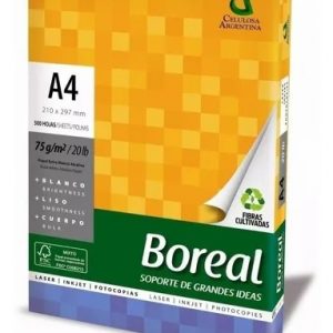 Resma Papel Boreal A4 75gr 500 Hojas Blanco Vta Caja X 10un